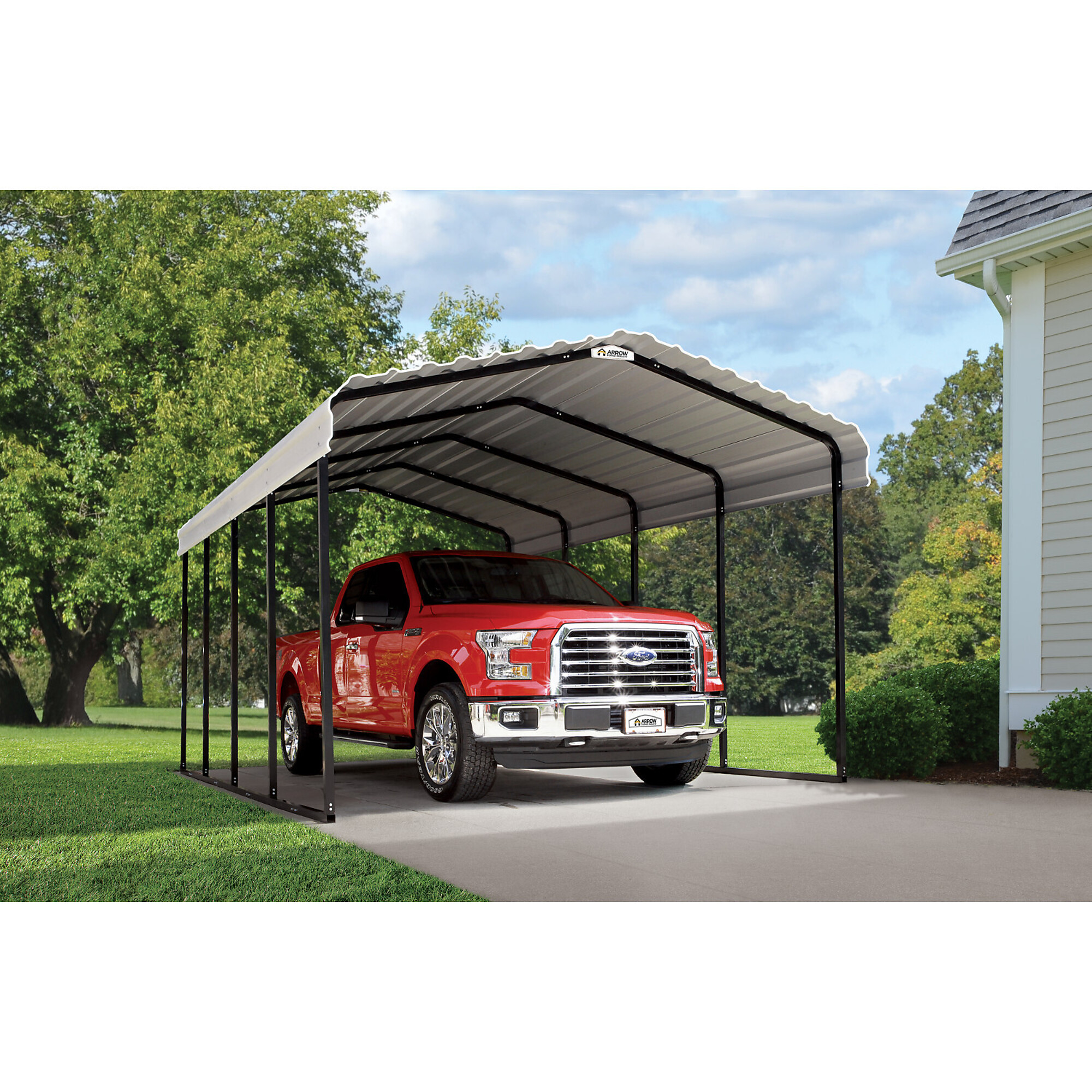Arrow Storage Products, Carport, 12ft. x 20ft. x 9ft. Eggshell, Width 12 in, Height 11 in, Cover Material Steel, Model# CPH122009